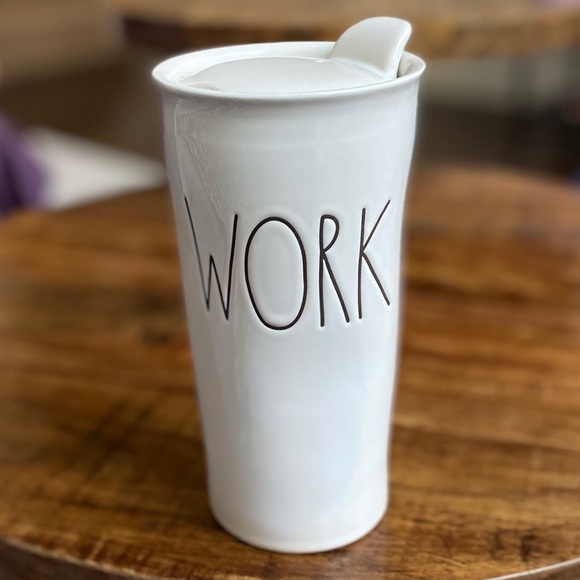 Rae Dunn Other - Rae Dunn “WORK” Ceramic Travel Mug